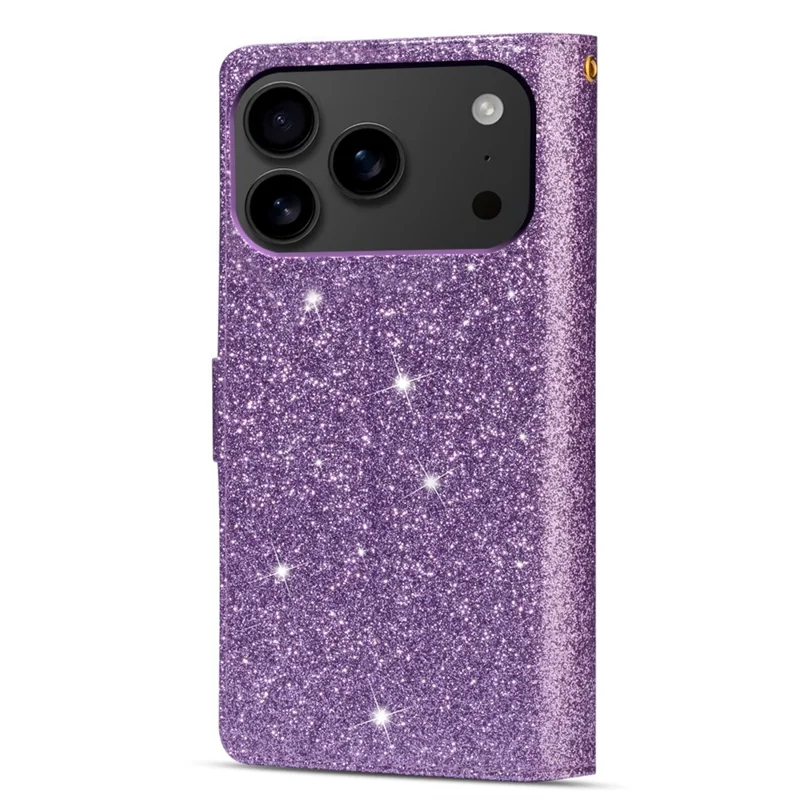 For iPhone 17 Pro Case Starry Sky Carving Leather Wallet Phone Cover with Wrist Strap - Purple
