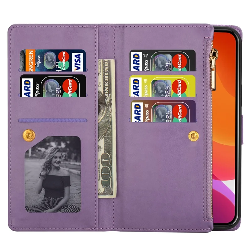 For iPhone 17 Pro Case Starry Sky Carving Leather Wallet Phone Cover with Wrist Strap - Purple