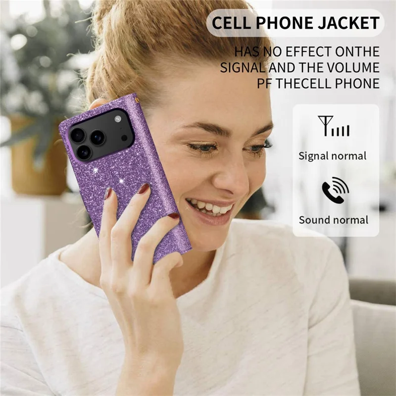 For iPhone 17 Pro Case Starry Sky Carving Leather Wallet Phone Cover with Wrist Strap - Purple