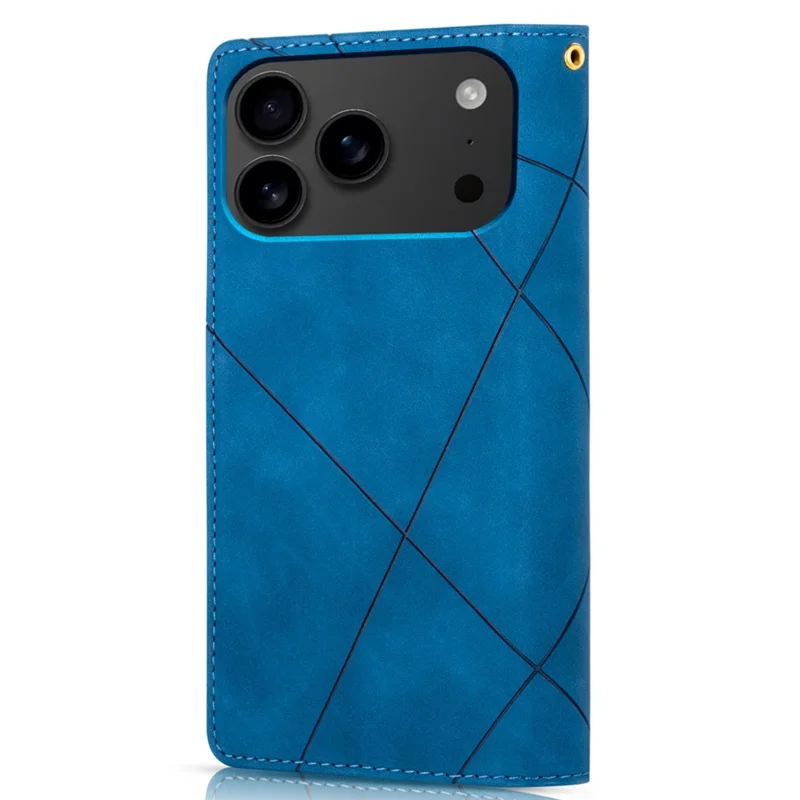 Funda de cartera para iPhone 17 Pro con diseño bicolor de cuero y soporte - Azul