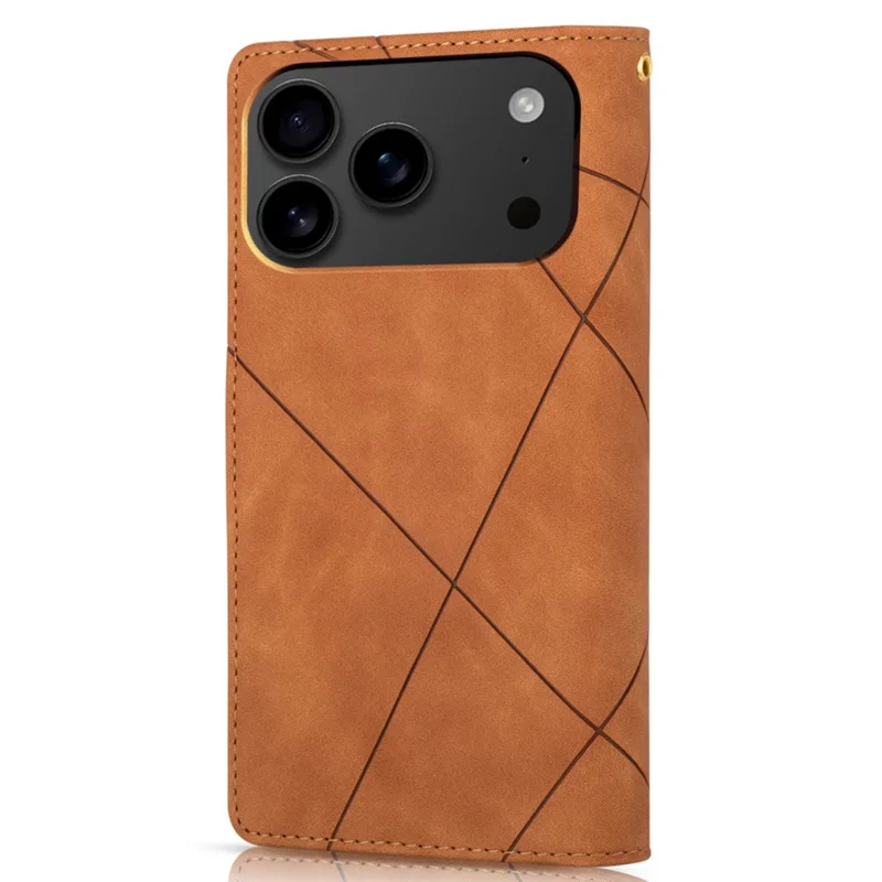 For iPhone 17 Pro Max Wallet Case Color Splicing Leather Phone Cover with Stand - Brown