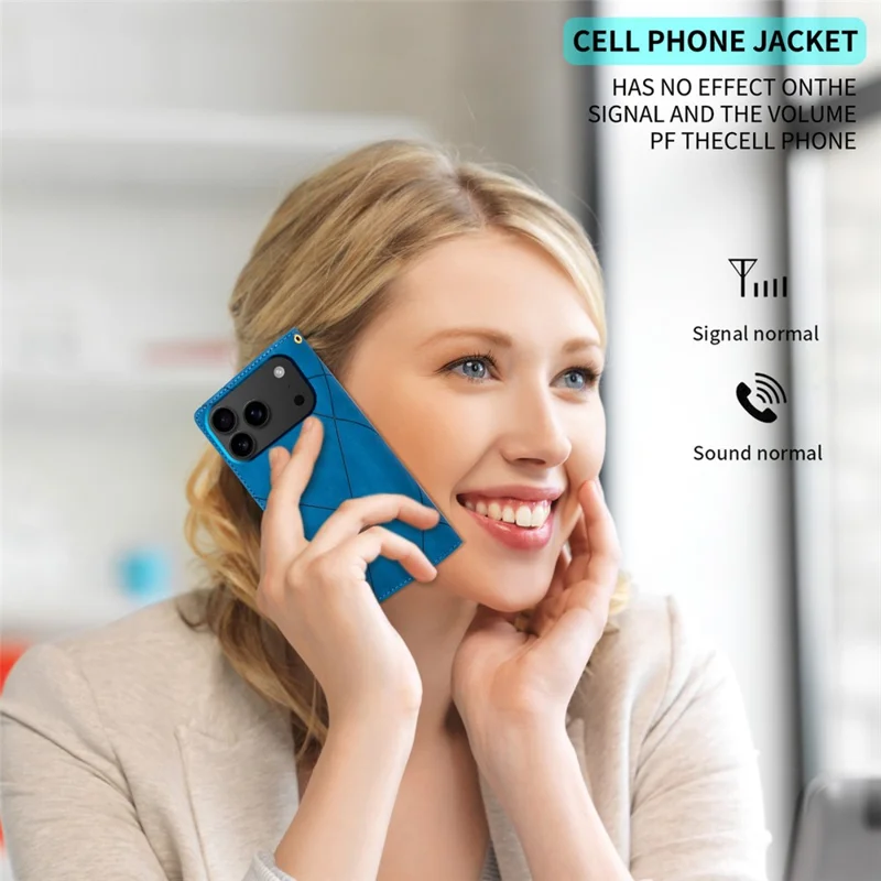 For iPhone 18 Pro Max / 17 Pro Max Wallet Case Color Splicing Leather Phone Cover with Stand - Blue
