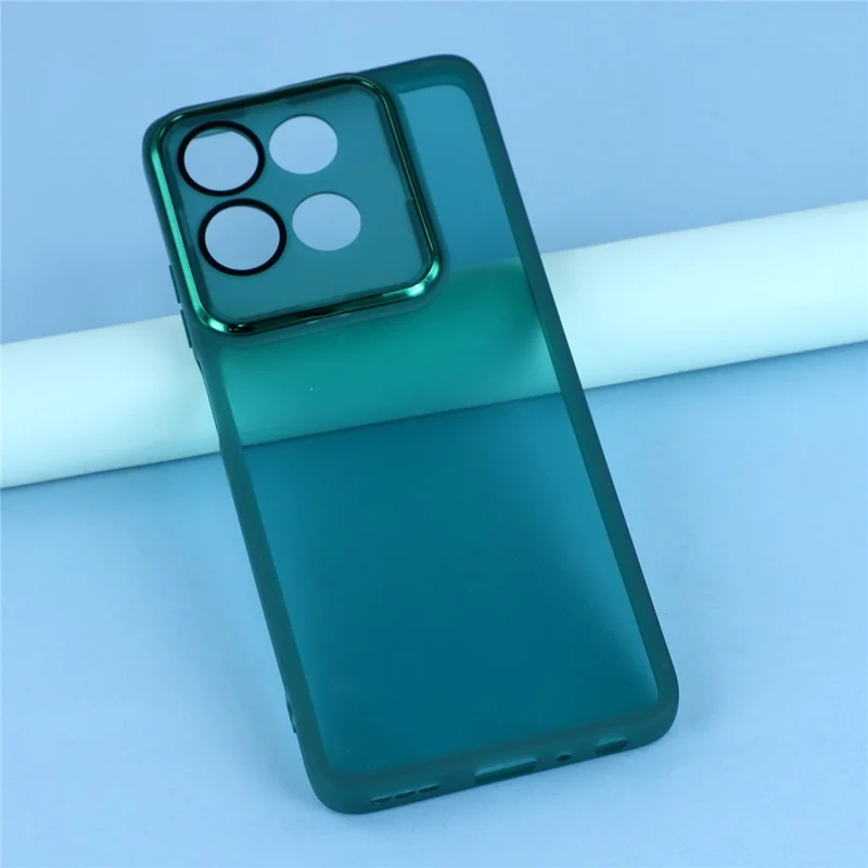 Pour Motorola Moto G56 5G Étui Cadre de Caméra Électrolytique TPU Housse de Téléphone - Transparent Vert Armée