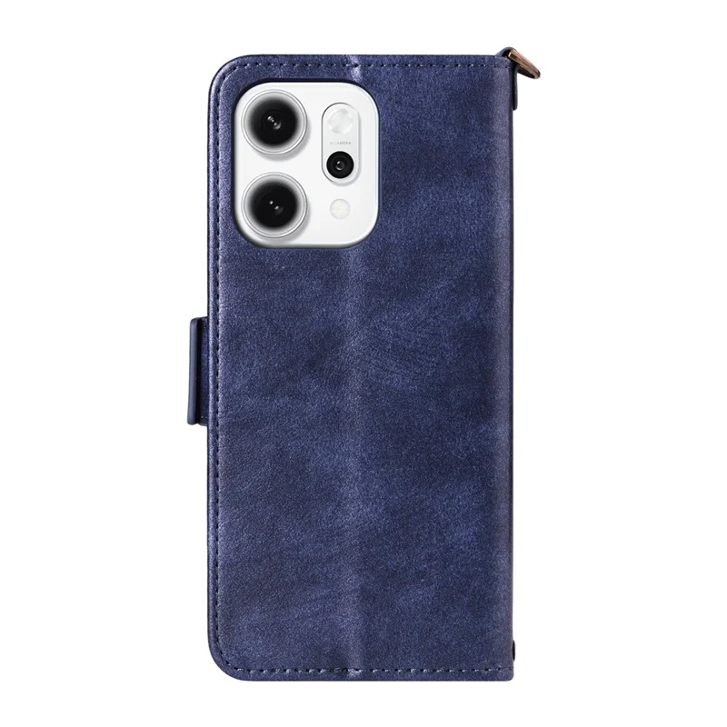 Für Oppo Reno14 Pro 5G (Global) Lederetui mit Magnetverschluss, Brieftaschenfunktion und Umhängeriemen - Blau