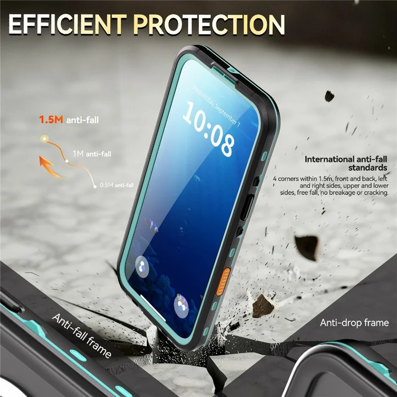 REDPEPPER Dot+ Serie für iPhone 17 Handy-Hülle, kompatibel mit MagSafe, IP68 wasserdicht, transparente Rückseite - Blau