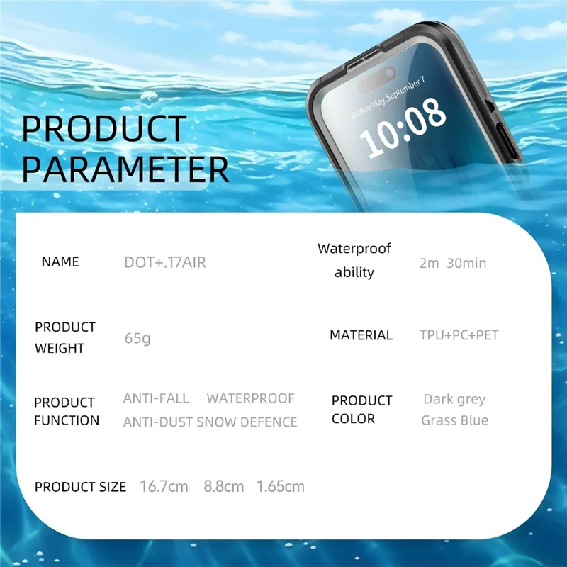 REDPEPPER Dot+ Series For iPhone Air Cellphone Case Compatible with MagSafe IP68 Waterproof Clear Back Phone Cover - Black