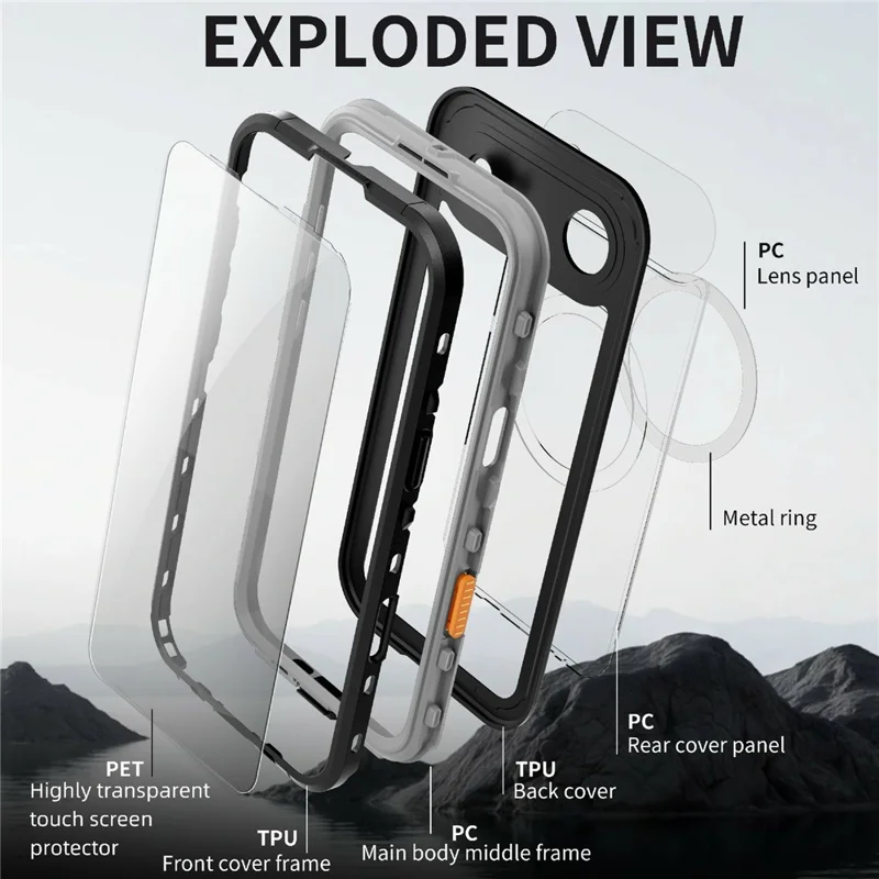 REDPEPPER Dot+ Series For iPhone Air Cellphone Case Compatible with MagSafe IP68 Waterproof Clear Back Phone Cover - Black