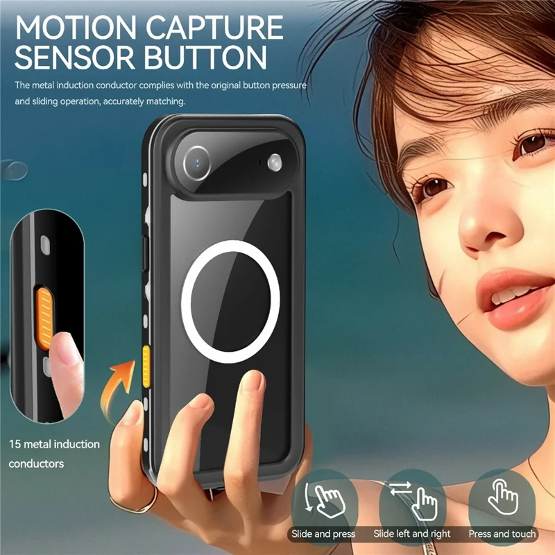 REDPEPPER Dot+ Series For iPhone Air Cellphone Case Compatible with MagSafe IP68 Waterproof Clear Back Phone Cover - Black