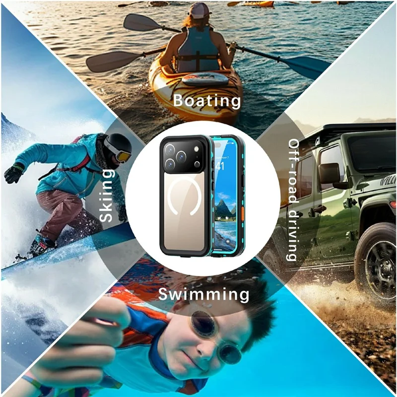 REDPEPPER Serie Dot+ Para Funda de Móvil iPhone 17 Pro Compatible con MagSafe Resistente al Agua IP68 Transparente - Azul