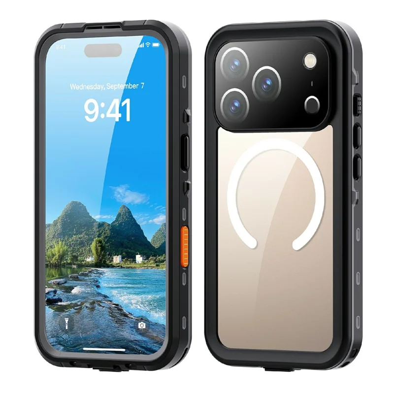REDPEPPER Dot+ Series For iPhone 17 Pro Cellphone Case Compatible with MagSafe IP68 Waterproof Clear Back Phone Cover - Black