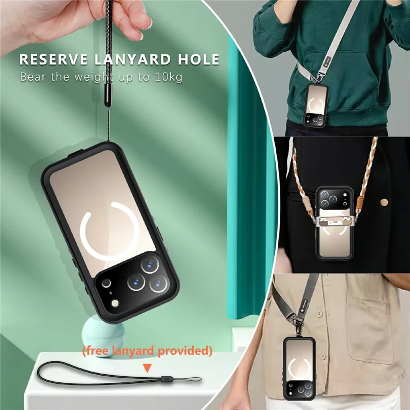 REDPEPPER Dot+ Series For iPhone 17 Pro Cellphone Case Compatible with MagSafe IP68 Waterproof Clear Back Phone Cover - Black