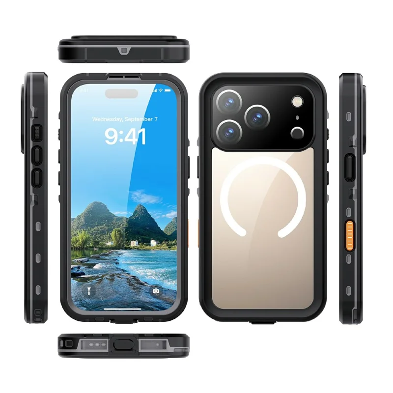 REDPEPPER Dot+ Series For iPhone 17 Pro Cellphone Case Compatible with MagSafe IP68 Waterproof Clear Back Phone Cover - Black