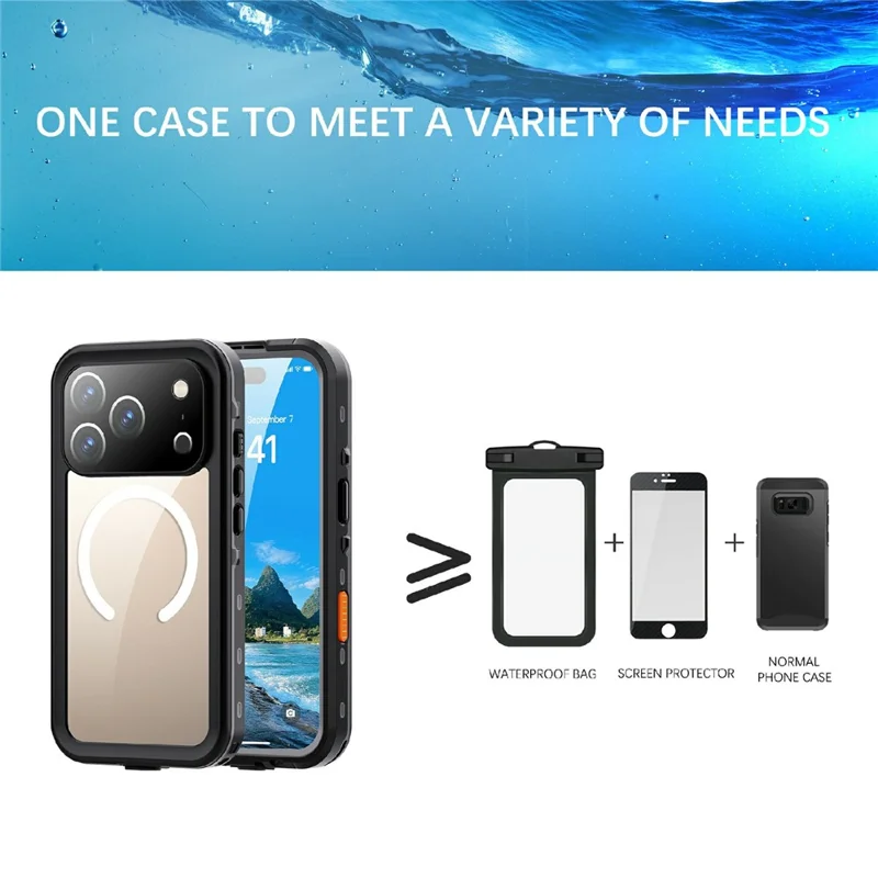 REDPEPPER Dot+ Series For iPhone 17 Pro Cellphone Case Compatible with MagSafe IP68 Waterproof Clear Back Phone Cover - Black