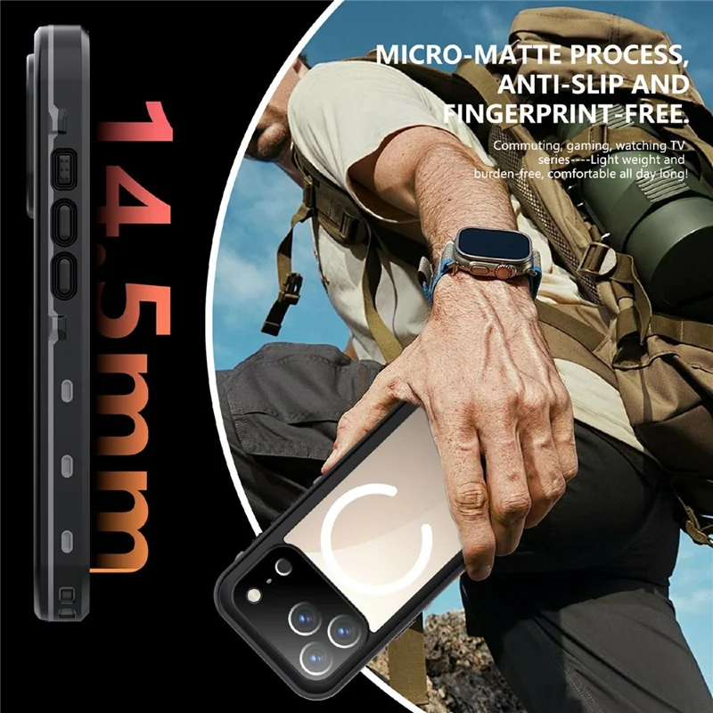 REDPEPPER Dot+ Series For iPhone 17 Pro Cellphone Case Compatible with MagSafe IP68 Waterproof Clear Back Phone Cover - Black