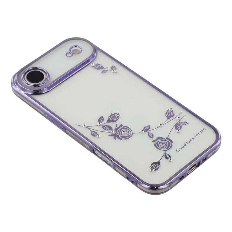 KADEM voor iPhone Air hoesje met bloemen strass decor TPU telefoonhoes - Paars