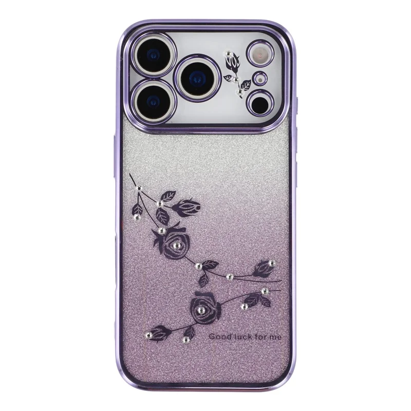 KADEM For iPhone 17 Pro Case Flower Pattern TPU Gradient Phone Cover with Lanyards - Purple