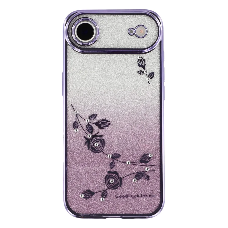 KADEM Pour iPhone 17 Étui d'Air Motif Floral TPU Coque de Téléphone Dégradée avec Lanières - Violet