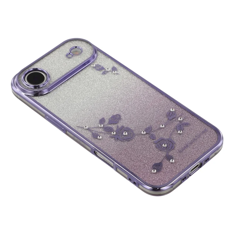 KADEM Pour iPhone 17 Étui d'Air Motif Floral TPU Coque de Téléphone Dégradée avec Lanières - Violet