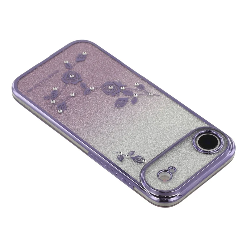KADEM Pour iPhone 17 Étui d'Air Motif Floral TPU Coque de Téléphone Dégradée avec Lanières - Violet