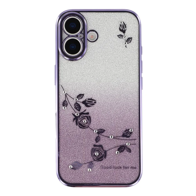 KADEM Pour Étui iPhone 17 Motif Floral TPU Dégradé Housse de Téléphone avec Lanières - Violet