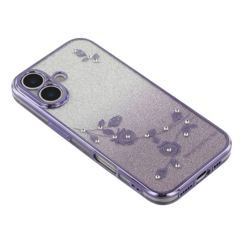 KADEM Pour Étui iPhone 17 Motif Floral TPU Dégradé Housse de Téléphone avec Lanières - Violet