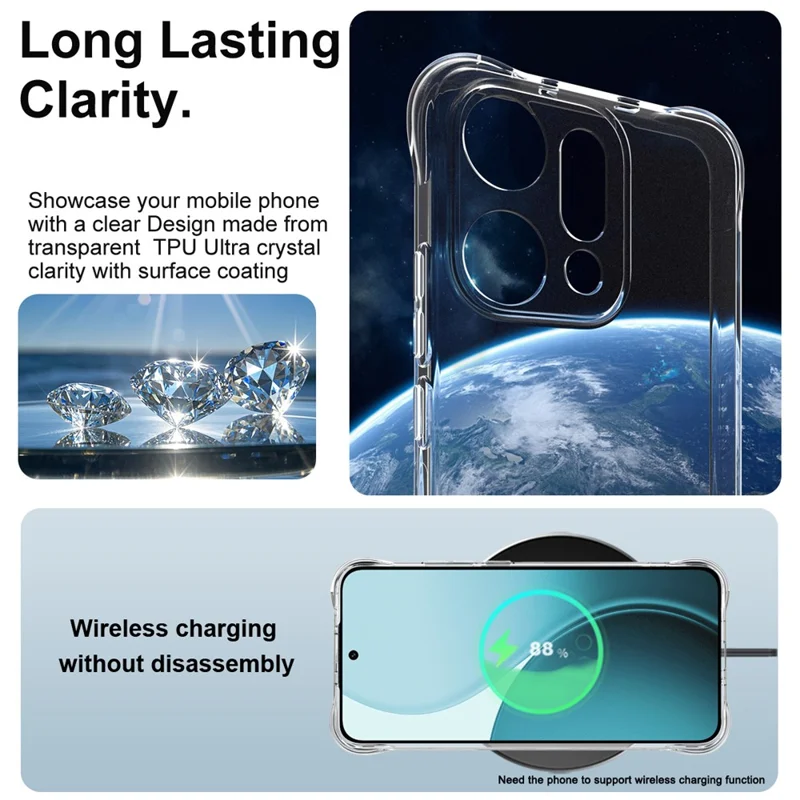 IMAK Für Oppo Reno14 Pro 5G (Global) Hülle TPU Handyhülle Stoßfest mit Luftpolster-Schutz - Transparent