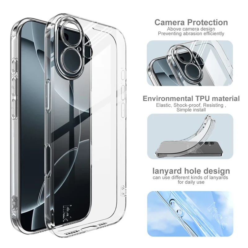 Funda IMAK UX-5 Serie para iPhone 17 Anticaídas TPU Transparente Carcasa Trasera Delgada