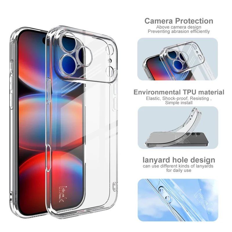 IMAK Seria UX-5 dla iPhone 17 Pro Max Etui przeciwudarowe przezroczyste cienkie pokrycie tylnie z TPU