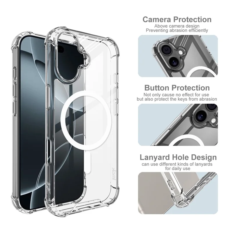 Capa IMAK para iPhone 17 Compatível com MagSafe, Antichoque, PC TPU Transparente