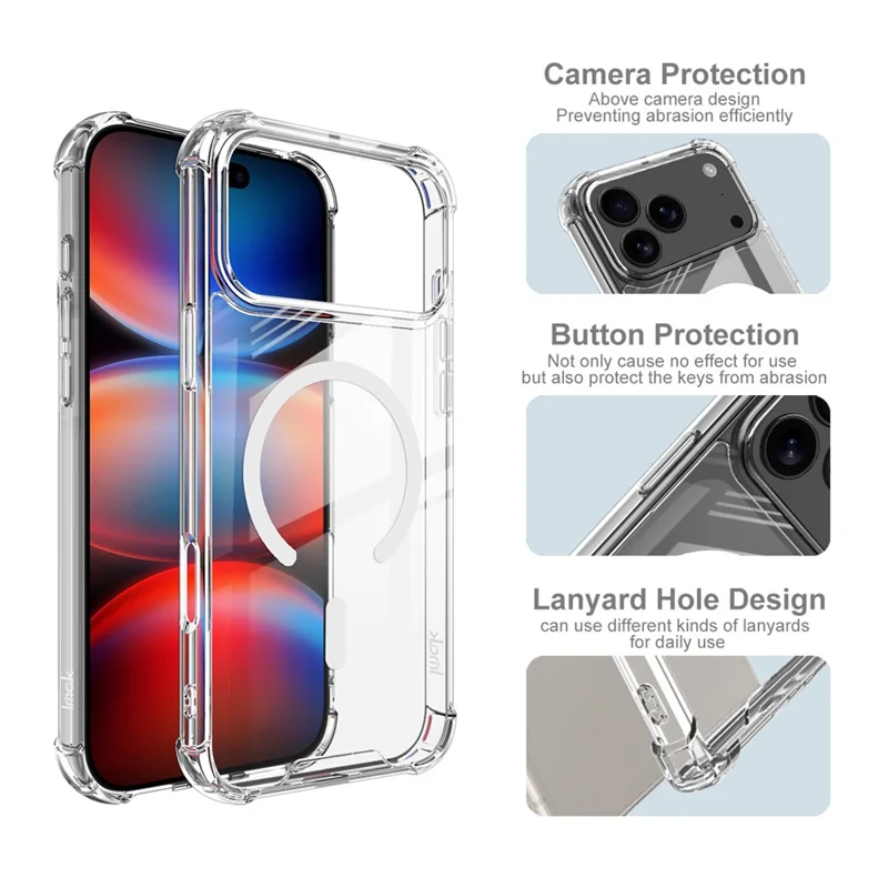 IMAK Per iPhone 17 Pro Cover Compatibile con MagSafe Antiurto PC TPU Cover Trasparente per Cellulare