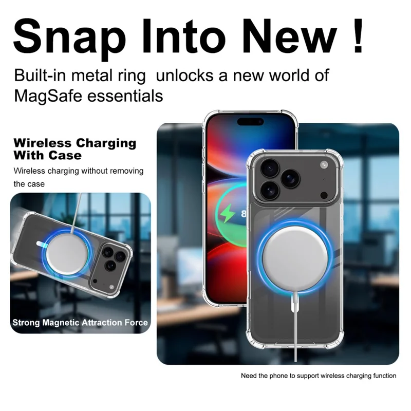 IMAK Per iPhone 17 Pro Cover Compatibile con MagSafe Antiurto PC TPU Cover Trasparente per Cellulare