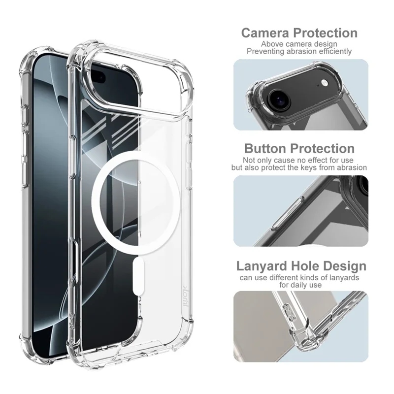 IMAK For iPhone 17 Air Case Compatible with MagSafe Shockproof PC TPU Clear Phone Cover