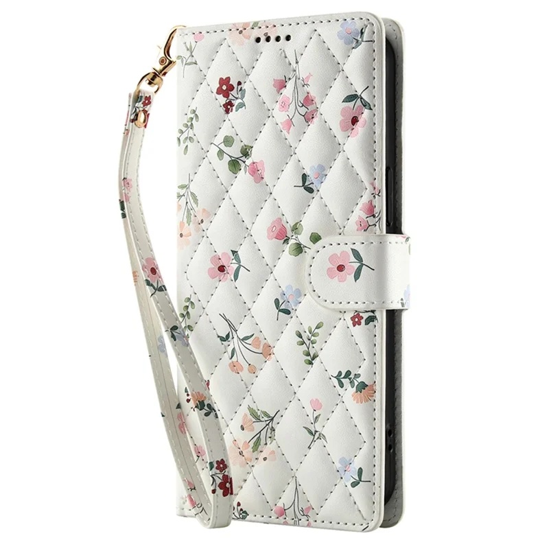 For Honor 400 5G (Globale) Cover a Portafoglio con Design Floreale Romboidale in Pelle con Cinturino - A1