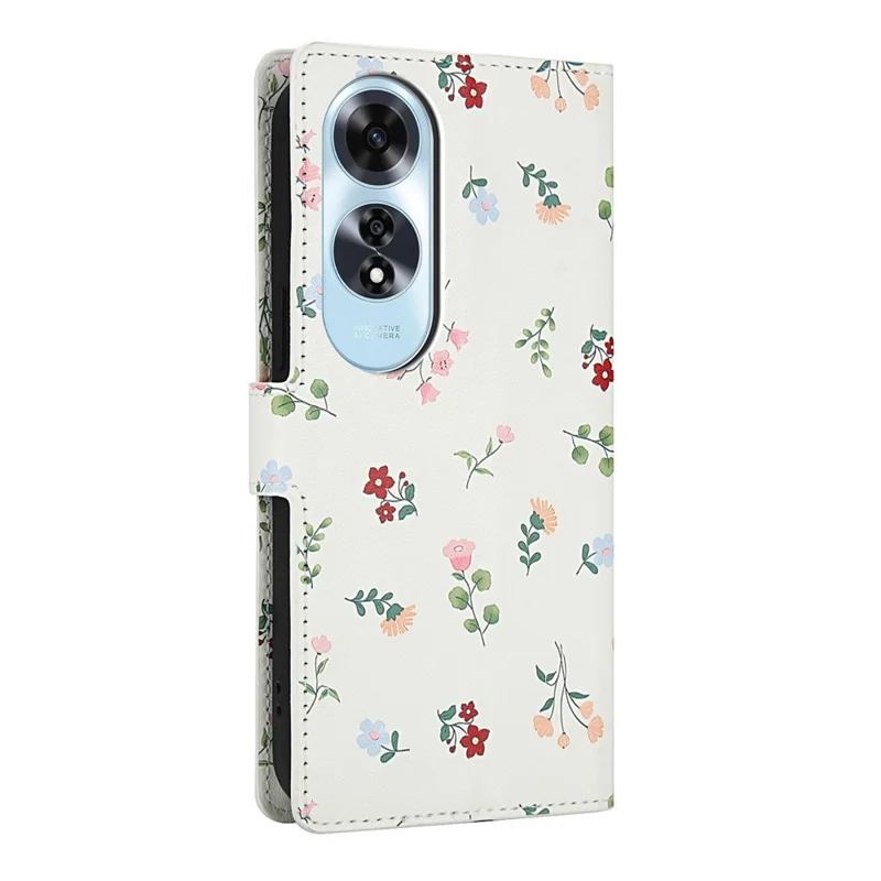 Capa de Carteira para Oppo A60 4G com Design Floral Losângico, Couro com Alça - A1