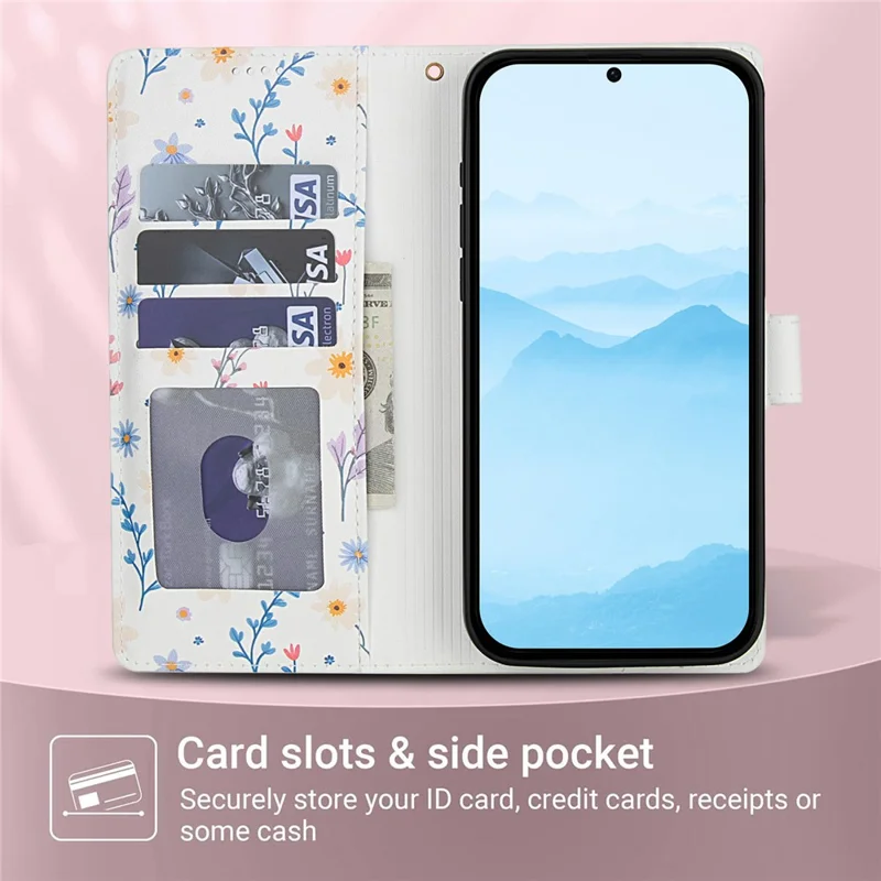 For Oppo A60 4G Wallet Case Rhombic Floral Design Leather Flip Phone Cover with Strap - A2