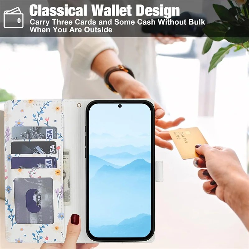 For Oppo A60 4G Wallet Case Rhombic Floral Design Leather Flip Phone Cover with Strap - A2