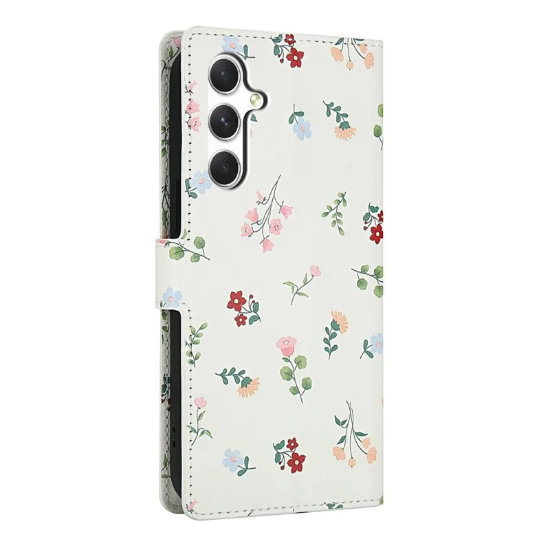 Für Samsung Galaxy A55 5G Geldbörsen-Hülle mit rhombischem Blumenmuster, Leder Flip Handyhülle mit Trageriemen - A1