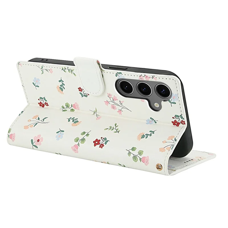 Cover a portafoglio per Samsung Galaxy S25+ / S24+ con design floreale a rombi, custodia in pelle con cinturino - A1