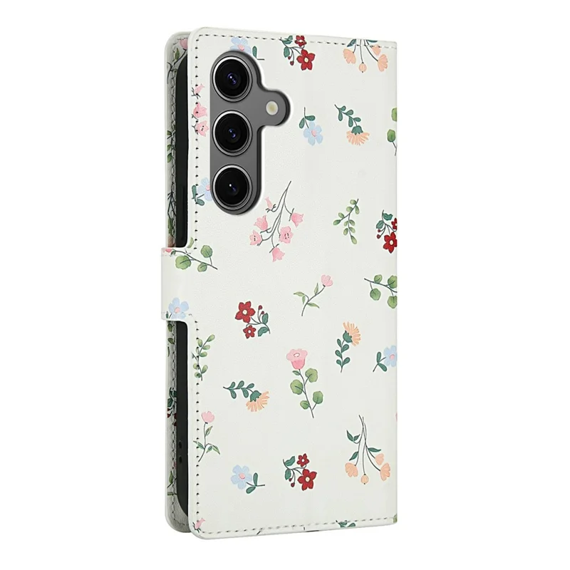 Für Samsung Galaxy S25 / S24 Brieftasche Hülle Rauten-Blumendesign Leder Flip Handyhülle mit Trageriemen - A1