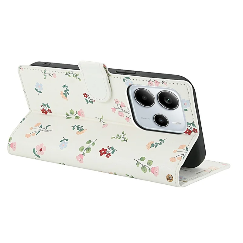 Per Xiaomi Redmi Note 14 4G (163,25 mm) Cover a Portafoglio con Design Floreale a Rombi, Custodia in Pelle con Chiusura a Libro e Cinturino - A1