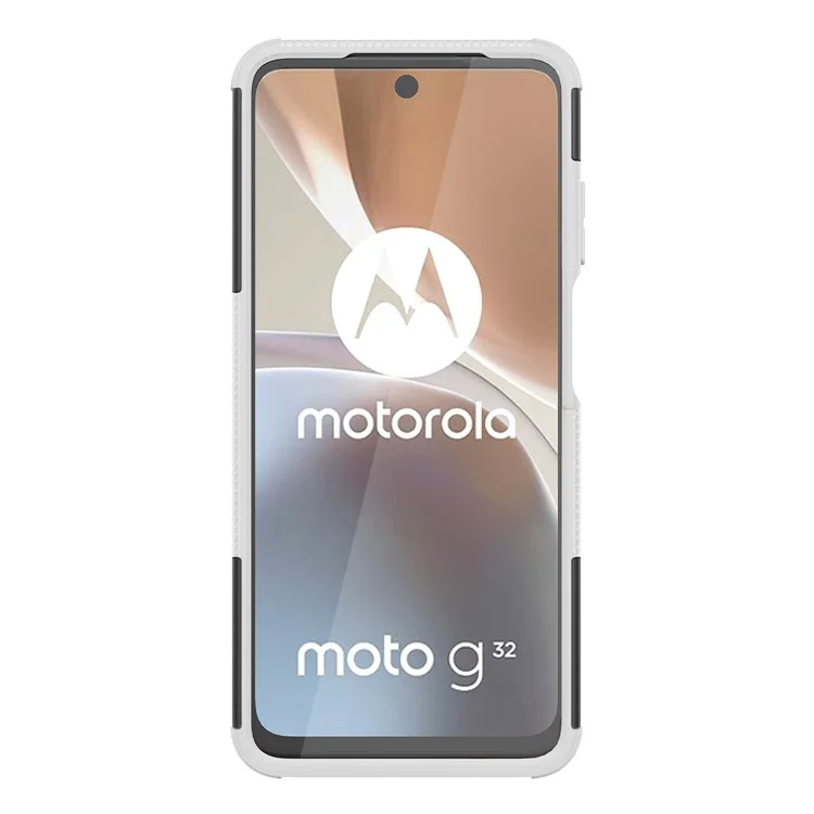 Для Motorola Moto G32 4G Cool Tyre Pattern PC+TPU Чехол для телефона Противоударная защитная крышка с подставкой - Белый