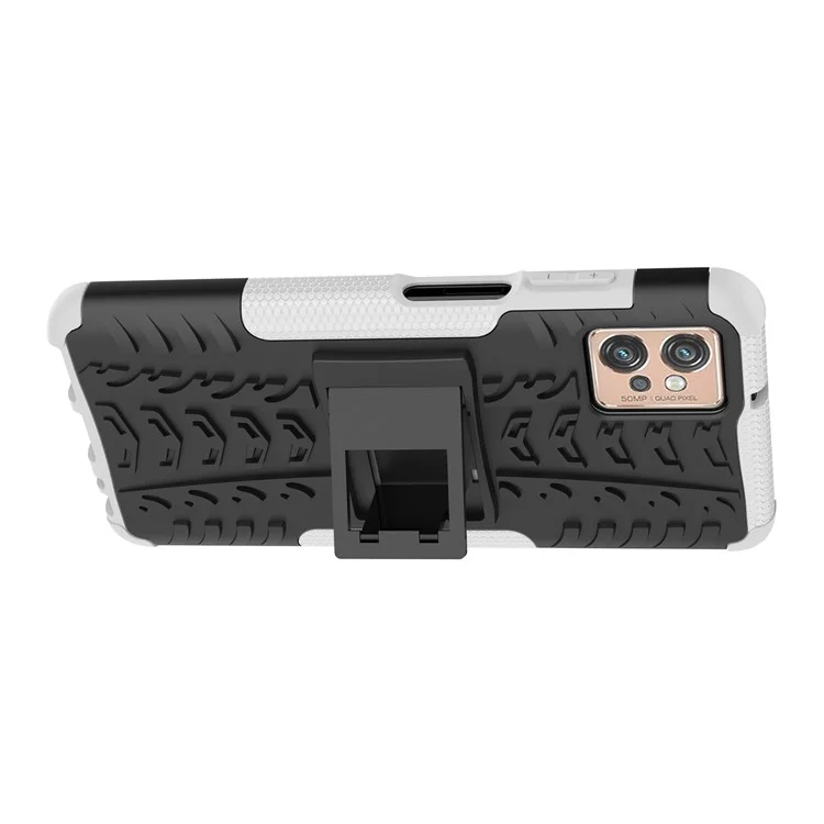 Для Motorola Moto G32 4G Cool Tyre Pattern PC+TPU Чехол для телефона Противоударная защитная крышка с подставкой - Белый