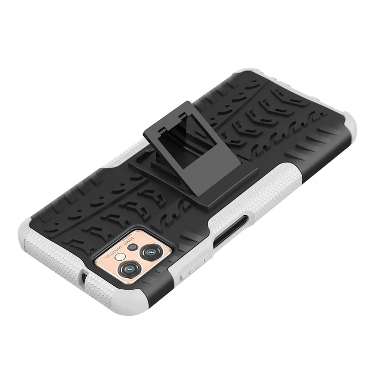 Для Motorola Moto G32 4G Cool Tyre Pattern PC+TPU Чехол для телефона Противоударная защитная крышка с подставкой - Белый