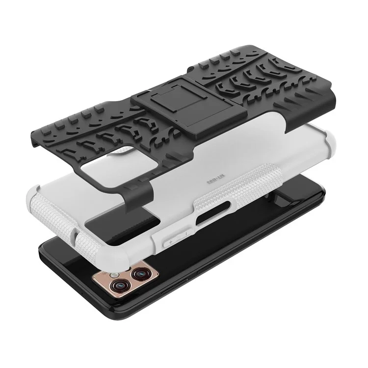 Для Motorola Moto G32 4G Cool Tyre Pattern PC+TPU Чехол для телефона Противоударная защитная крышка с подставкой - Белый