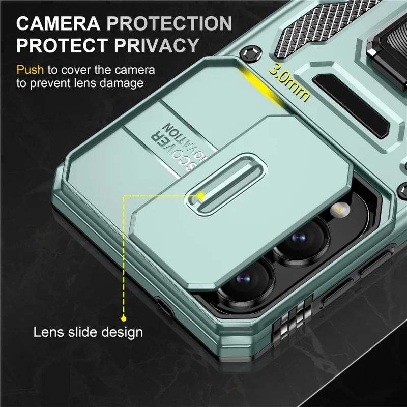 Funda para Samsung Galaxy S25 Edge con soporte, tapa deslizante y lente, PC + TPU a prueba de golpes - Verde