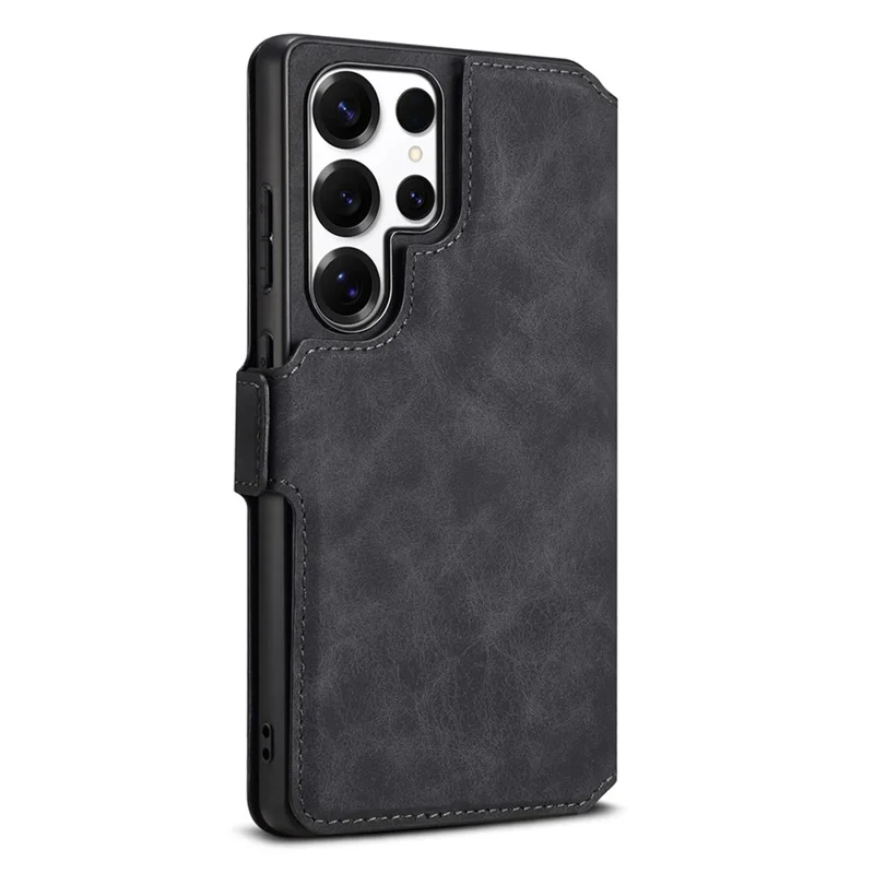 DENIOR B06 For Samsung Galaxy S24 Ultra Case Magnetic Detachable Wallet Stand Leather + TPU Phone Cover - Black