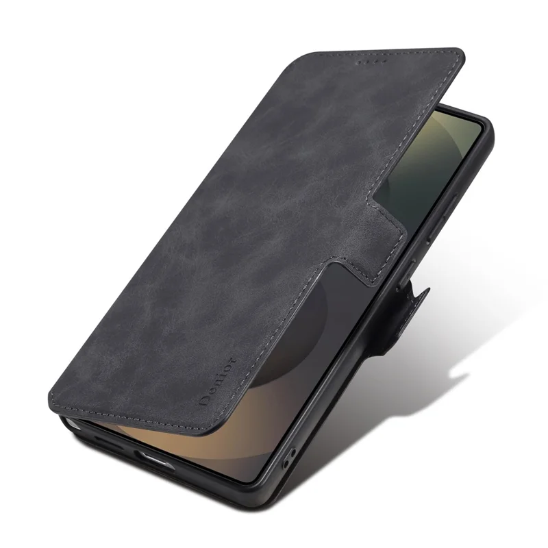 DENIOR B06 Magnetische Brieftasche Handyhülle für Samsung Galaxy S25 Ultra - Abnehmbar, Ständer, Leder + TPU, Schwarz