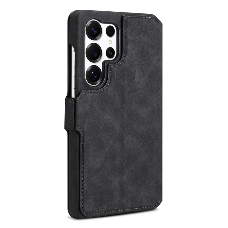 DENIOR B07 For Samsung Galaxy S24 Ultra Case Leather + PC Magnetic Detachable Wallet Phone Cover - Black