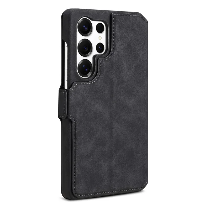 DENIOR B07 For Samsung Galaxy S25 Ultra Case Leather + PC Magnetic Detachable Wallet Phone Cover - Black