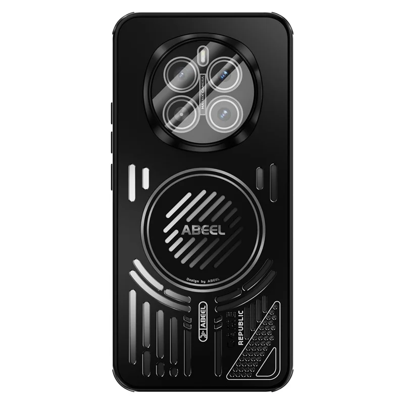 ABEEL pour Honor Magic7 5G Étui Magnétique en Alliage d'Aluminium + PC + TPU Dissipation Thermique Creux Coque de Téléphone - Noir